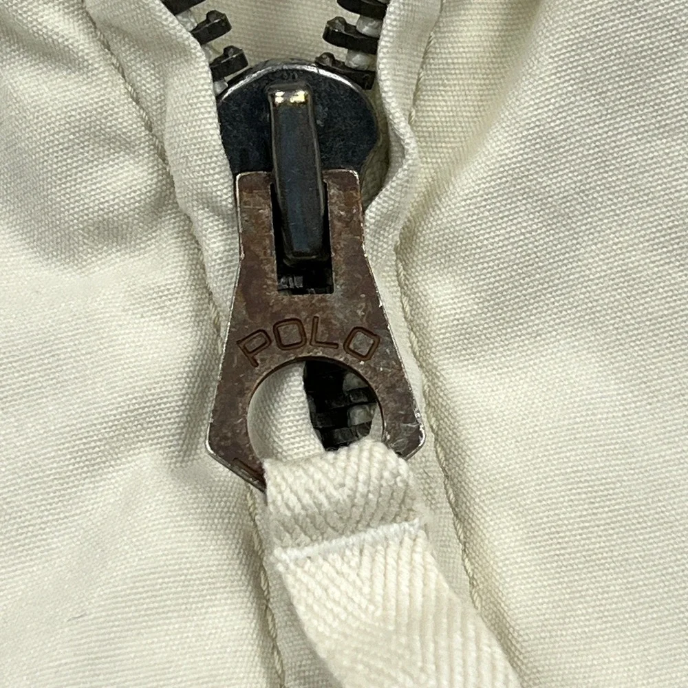 Polo Ralph Lauren Harrington Jacket Mens Medium Cream Full Zip Lightweight Biker